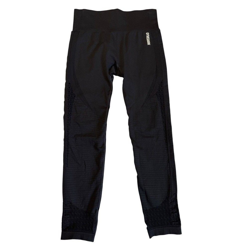 GYMSHARK Size XL Energy Seamless Leggings Black Eyelet GLLG1828 Compression